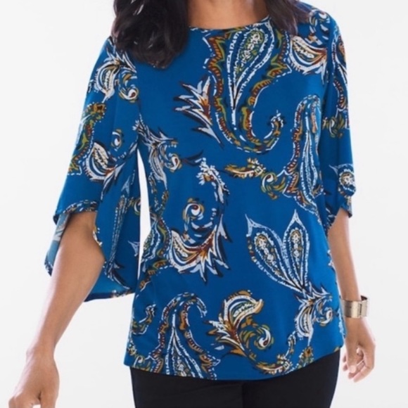 Chico's Tops - Chico’s OPULENT PAISLEY FLARE-SLEEVE TOP